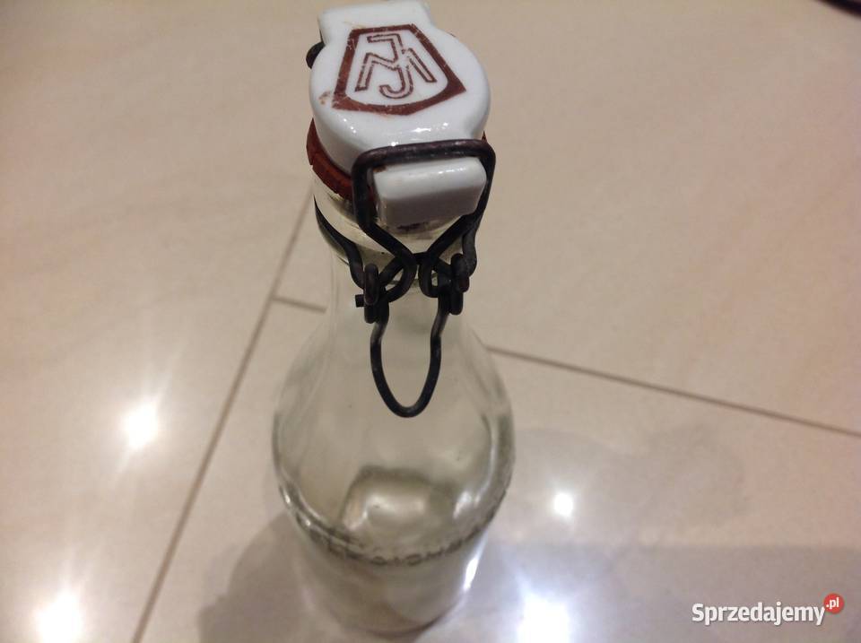 Stara Butelka Szklana z Porcelanką poj 05 L Pozostałe lubuskie Nowa Sól