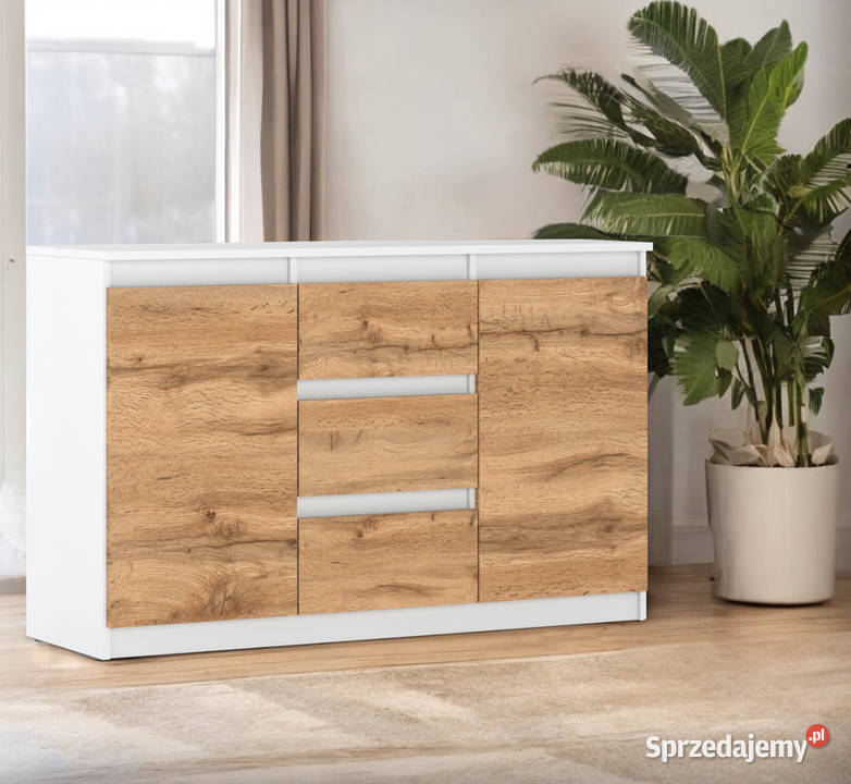 Komoda Biała Drewniana 3 Szuflady 120 Szafka 120cm Elbląg