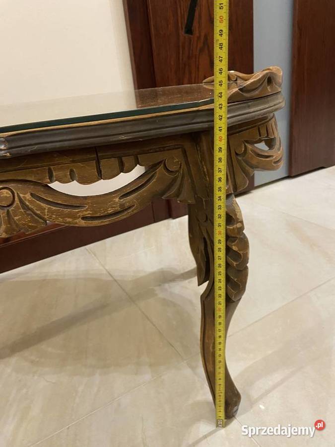 Stolik antyczny drewno szkło ława stolik kawowy Bielany Wrocławskie