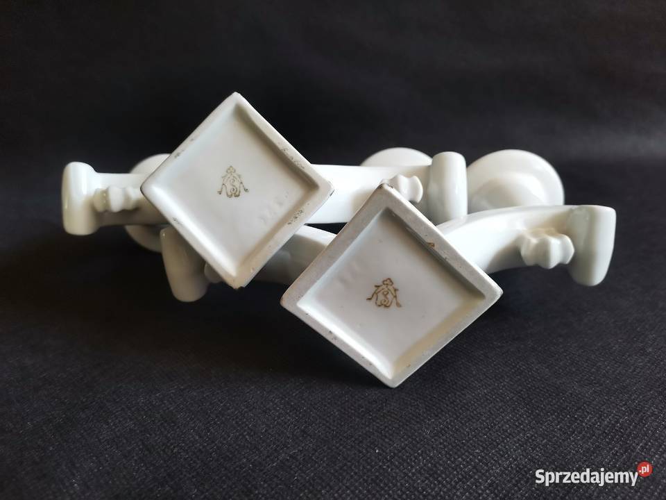 Stara przedwojenna porcelana 2 świeczniki Art Katowice