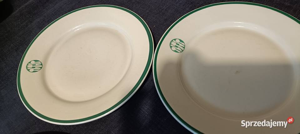 4 Talerze Lubiana Społem PRL logo sztućce Warszawa