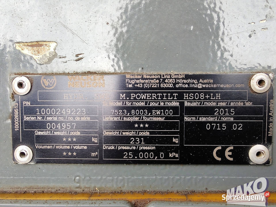 Szybkozłącze hydrauliczne Wacker Neuson EasyLock Ostrowiec Świętokrzyski