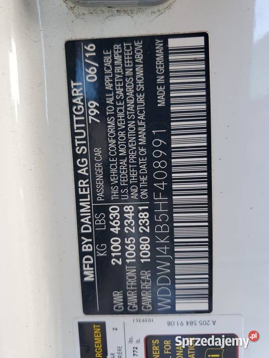 2016 MERCEDESBENZ C 300 4MATIC Częstochowa