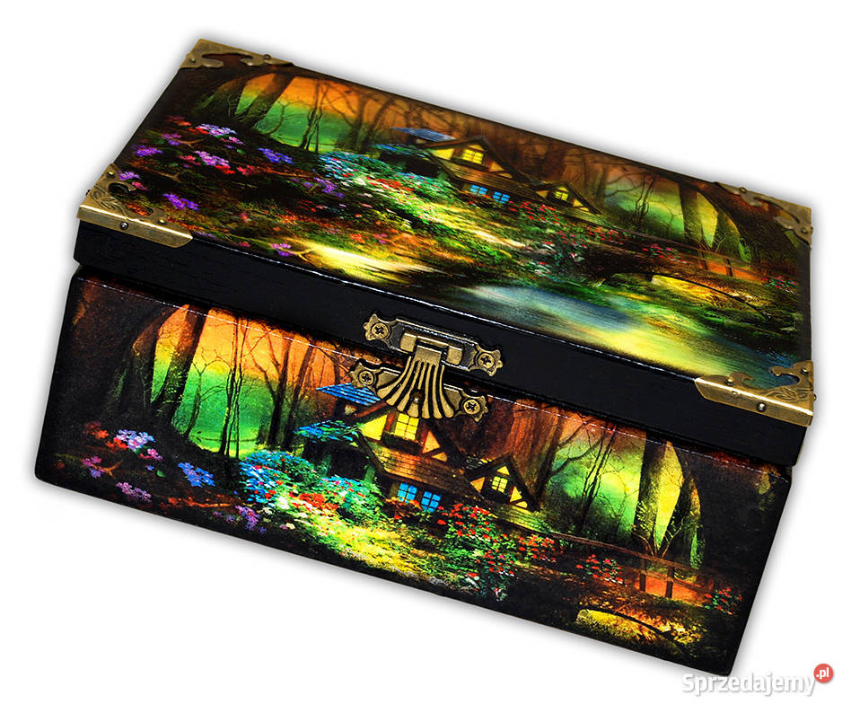SZKATUŁKA DREWNIANA pudełko MAGICAL FOREST 19x14 wielokolorowy Bydgoszcz