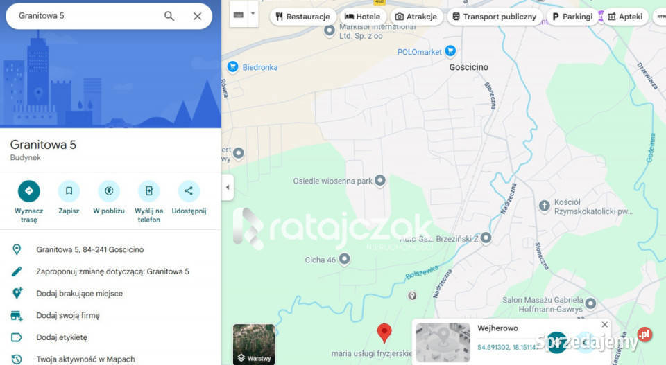 Grunt 1532m2 Gościcino sprzedam
