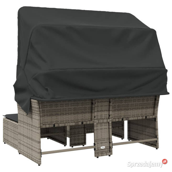 2os sofa ogrodowa z daszkiem i podnóżkami szara