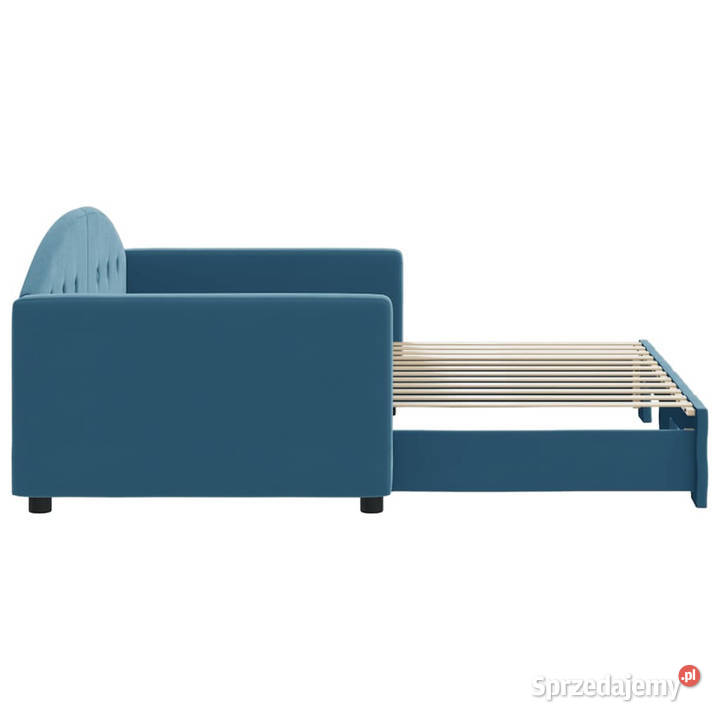 Sofa rozsuwana niebieska aksamit 90x200 mazowieckie Warszawa