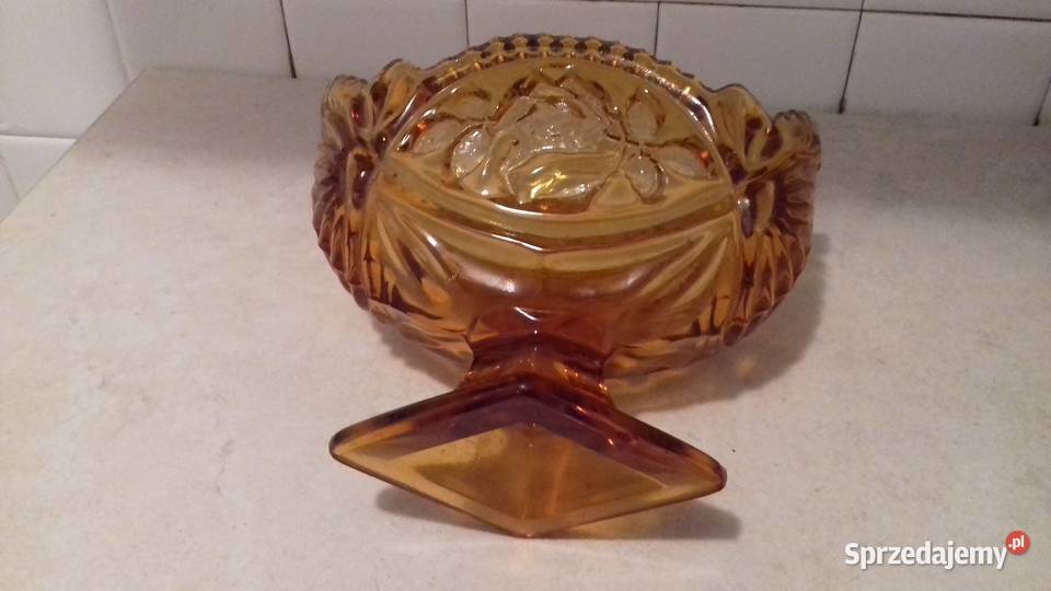 Owocarka szklana miodowa Vintage do sprzedania