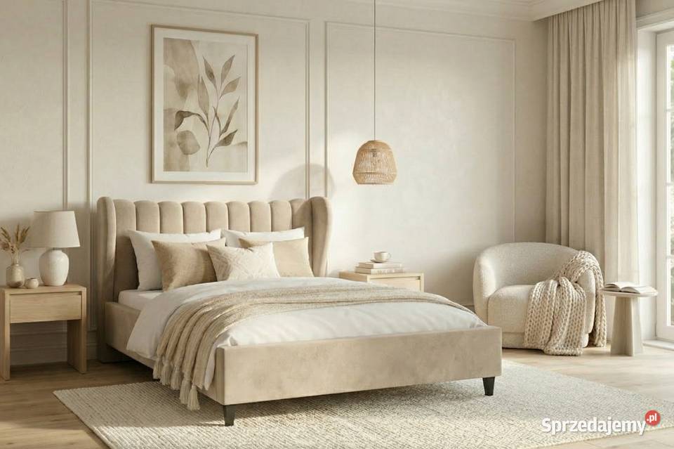 Białe łóżko Jasmine z uszami Panelami 160x200