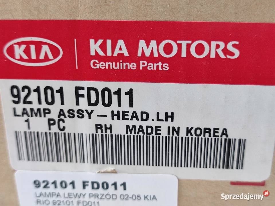 LAMPA LEWY PRZÓD KIA RIO DC 20022005 92101FD011