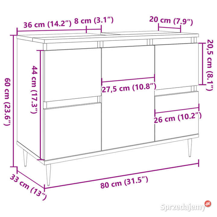 Szafka łazienkowa stare drewno 80x33x60 WM857232 Pozostałe Warszawa sprzedam