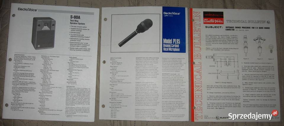 ElectroVoice brochures catalogs lot katalogi Kępice sprzedam