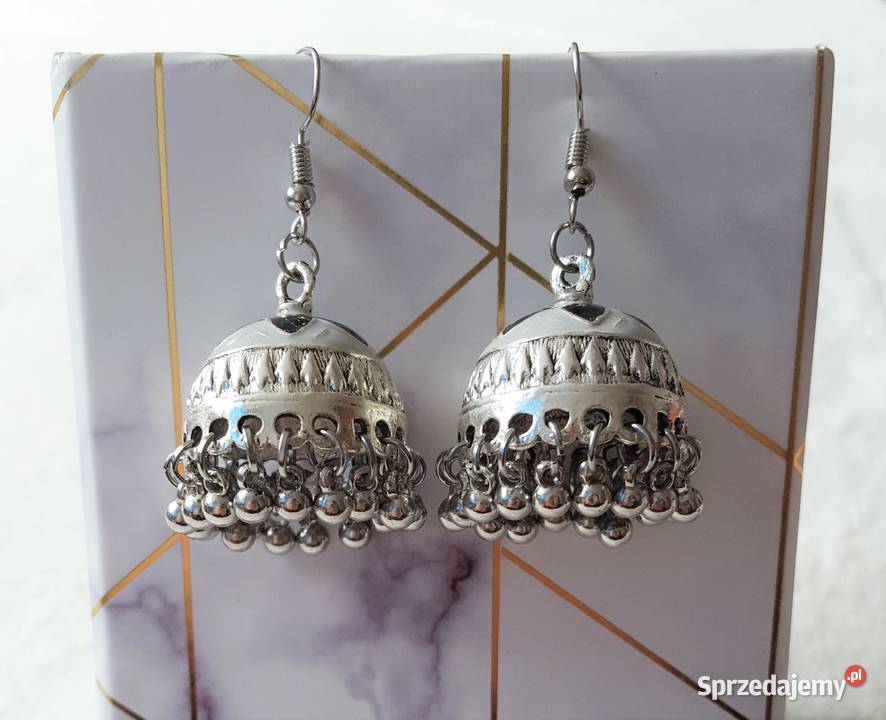 Nowe kolczyki indyjskie dzwonki srebrny kolor Szczecin sprzedam