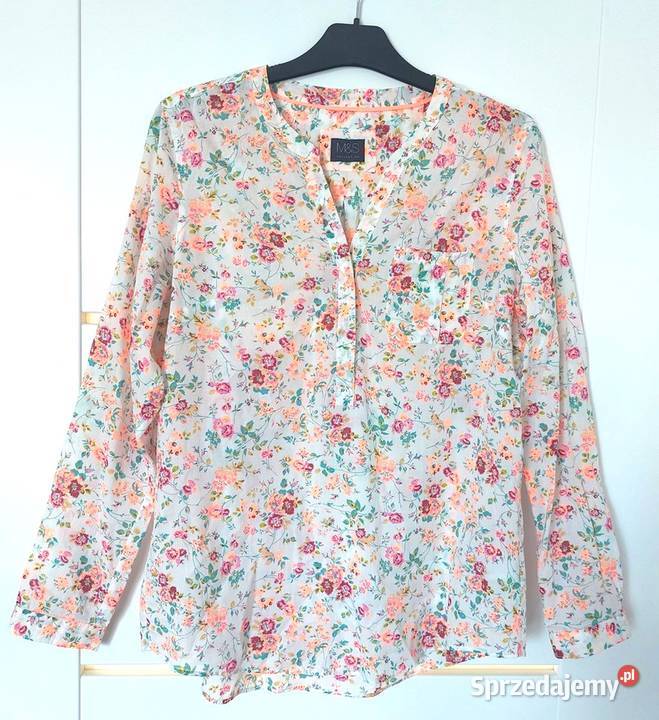 Bluzka biała kwiaty L 40 MarksSpencer MS wiskoza Marks&amp;Spencer Warszawa