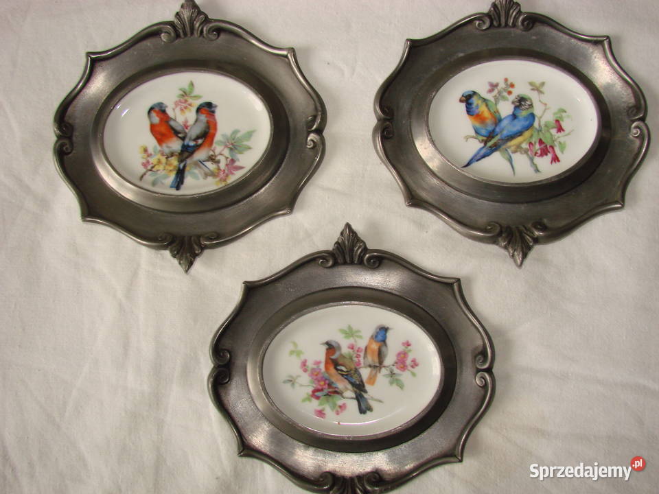 Schwarzenhammer Porzellan obrazki z ptakami Pruszcz Gdański