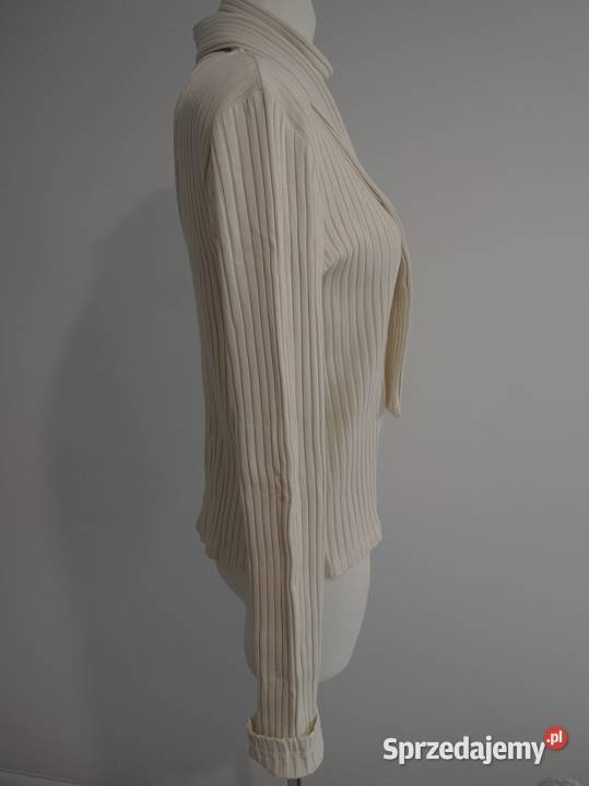 Bluzka Dzianinowa Prążkowana Modne Wiązanie brązowy/beżowy Łomża