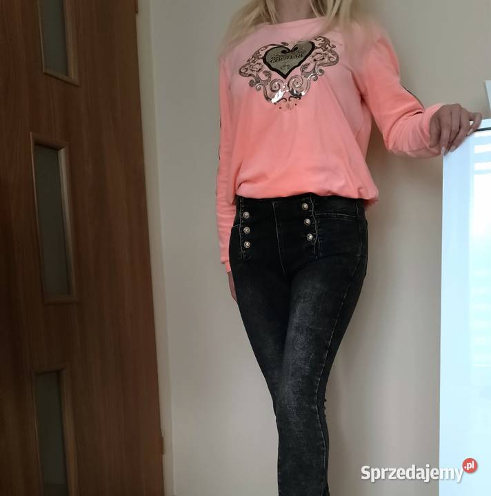 HITOWE spodnie damskie jeans marmur złote guziki szary/srebrny sprzedam