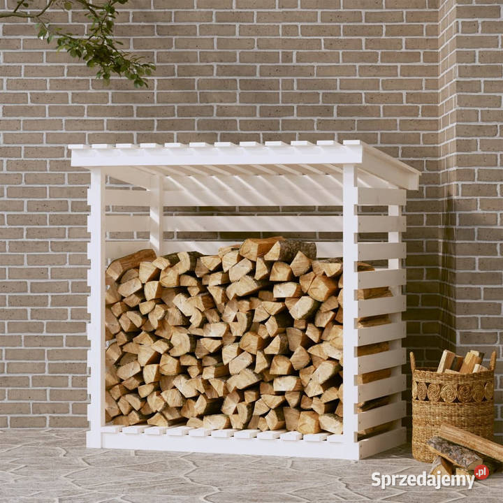 Stojak na drewno biały 108x73x108 lite drewno mazowieckie Warszawa