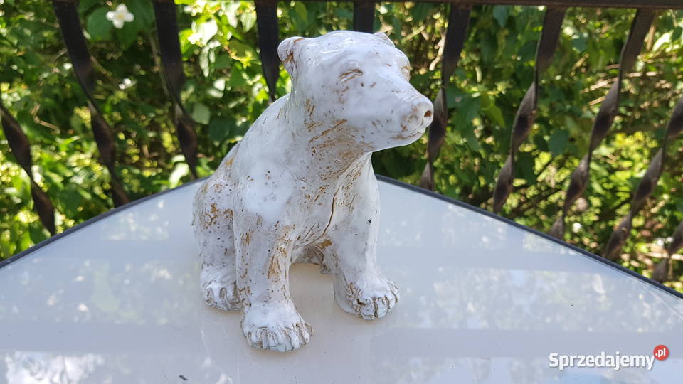 Gliniana rzeźba figurka sygnowana niedźwiedź Myszków