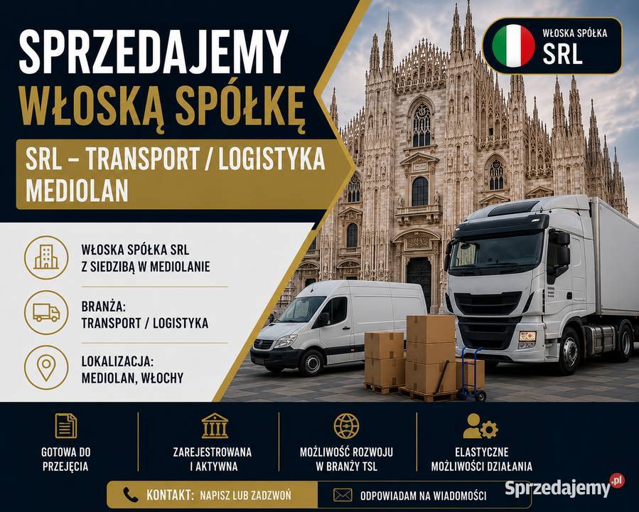 Włoska spółka SRL transportlogistyka Mediolan Pozostałe Tarczek sprzedam
