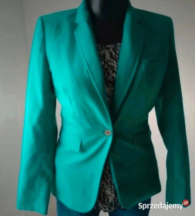 Żakiet elegancki taliowany zielony zapinany na Krosno