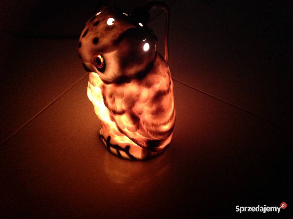 Stara Lampa Ceramiczna Sowa Sygnatura Nowa Sól