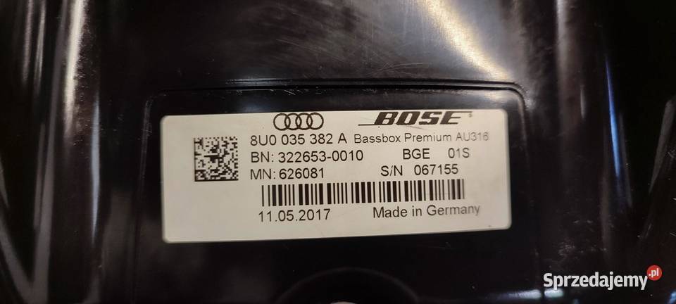 AUDI Q3 8U GŁOŚNIK SUBWOOFER BOSE 8U0035382A osobowe
