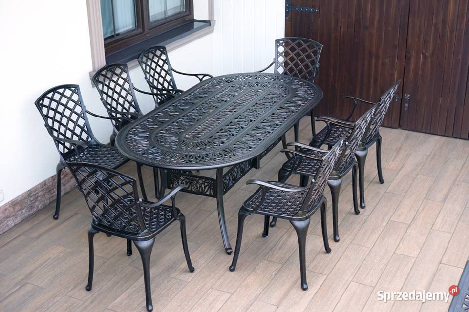 Meble ogrodowe aluminiowe komplet 8 osobowy Zestawy mebli ogrodowych Tarnów