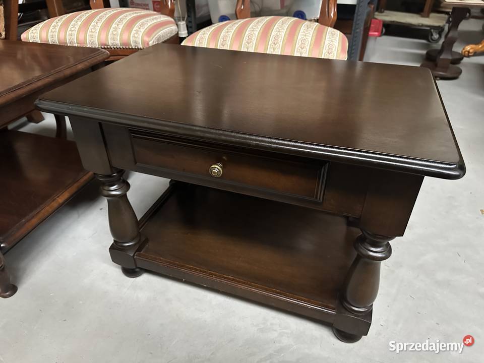 Dębowa ciężka prostokątna ława z szufladką wielkopolskie Sławoszewek sprzedam