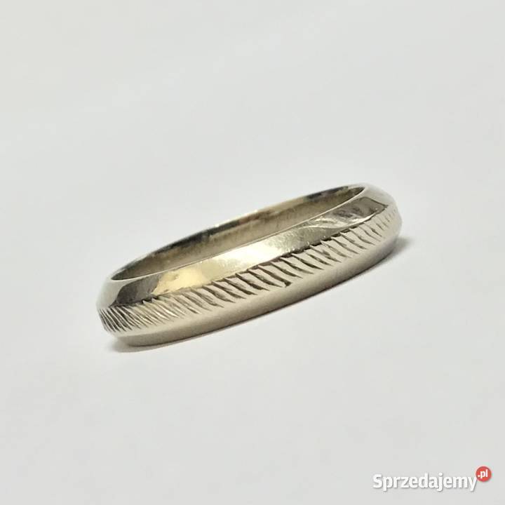 Złota OBRĄCZKA damska 14K zdobiona BIAŁE złoto Warszawa sprzedam
