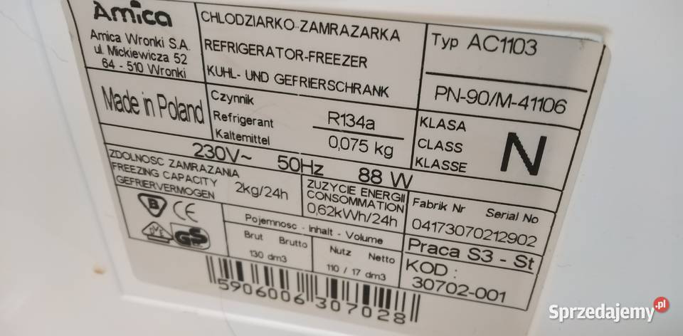 Lodówka AMICA AC1103 mała w stanie Bydgoszcz