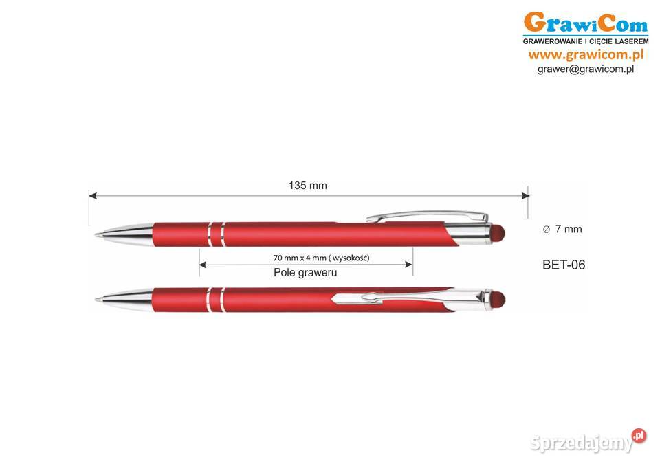 Długopisy metalowe z grawerem 500 czerwone Biuro Leżajsk