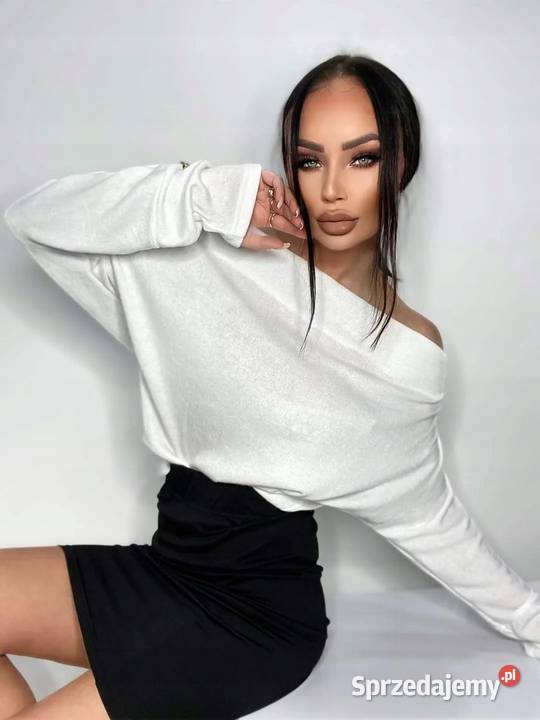 Sweter komono lekki dekold łódkabiust 110biały łódzkie Pątnów