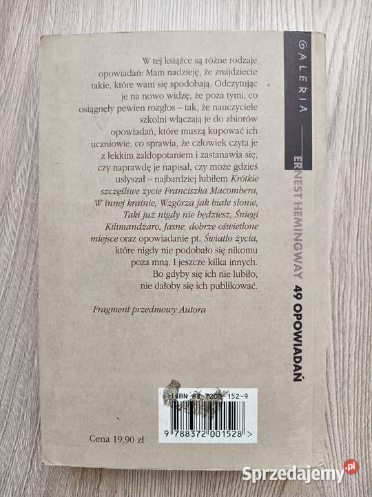 49 opowiadań Ernest Hemingway Rok wydania 1998 Kraków