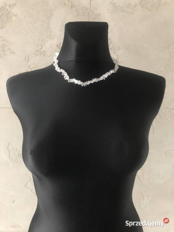 NOWE Korale koraliki kamienie białe srebrne Łódź