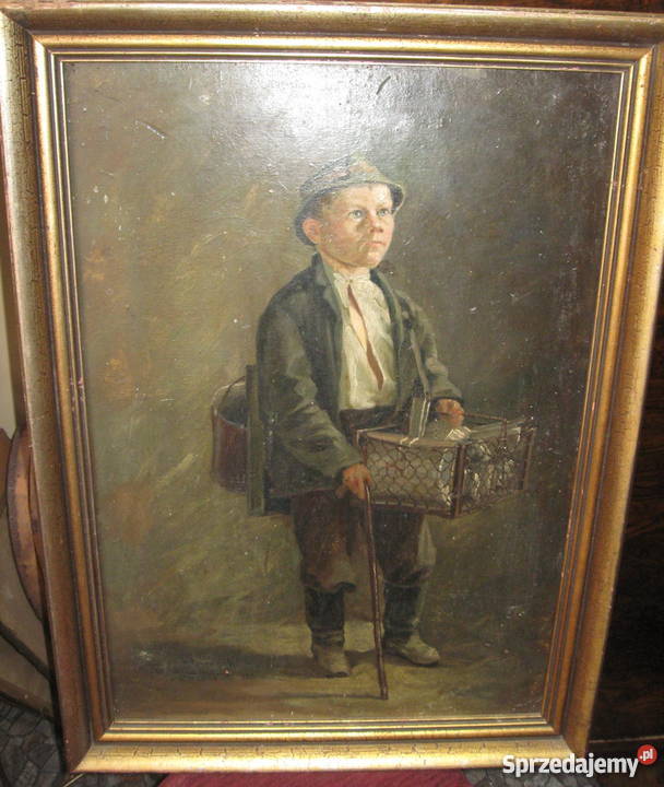 W Barański Przedwojenny obraz Sprzedawca 1908 r Malarstwo Poznań sprzedam