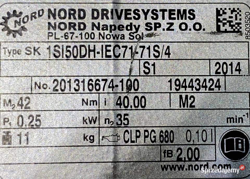 motoreduktor przekładnia 025kW 35obr 3fazowy Pigża