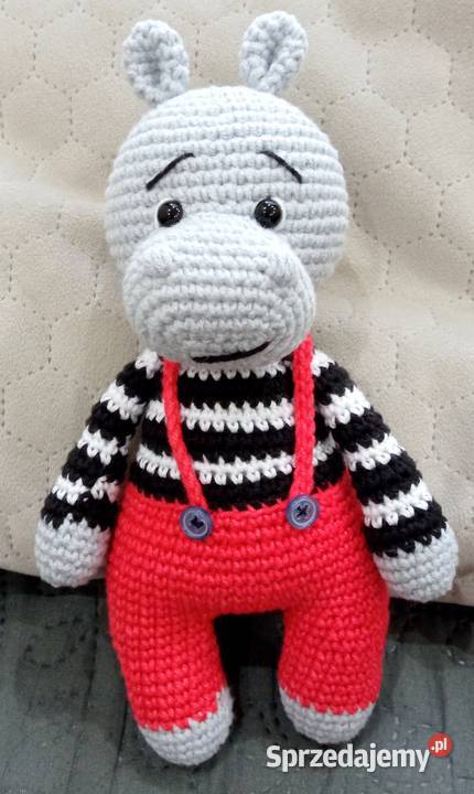 Hipopotam wykonany na szydełku Łask