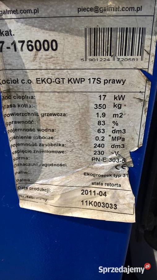 Piec Co na ekogroszek Galmet 517 kw