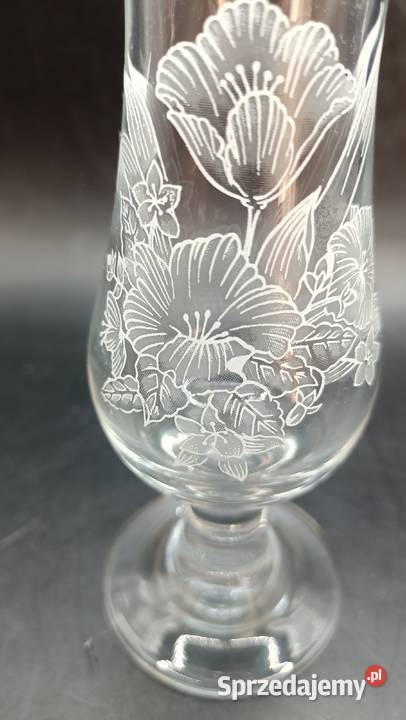 Wazon szklany smukły szkło trawione