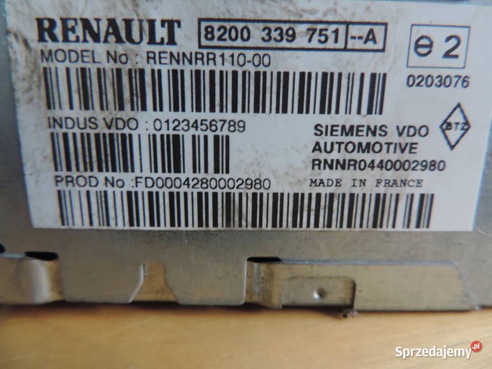 CZYTNIK NAWIGACJI RENAULT LAGUNA 2 8200339751A Nowy Sącz sprzedam