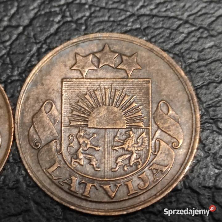 Monety Łotwa 2 i 1 santimy 1928 r Lipiany