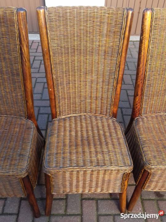 Krzesła rattanowe drewniane wielkopolskie Kotlin