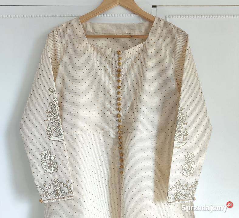 Indyjski komplet 3XL 46 beżowy złoty malowany Rozmiar 46 Szczecin