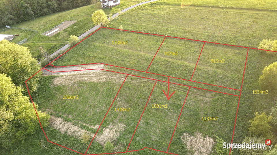 sprzedaży działki Posadowa Mogilska 1011m2