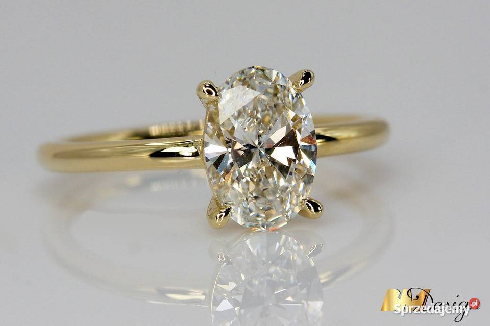Pierścionek zaręczynowy z owalnym diamentem złoto Rzeszów