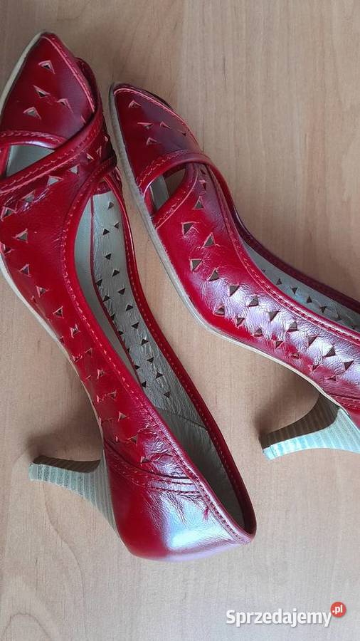 czółenka damskie skóra naturalna lasocki czerwony Zabrze