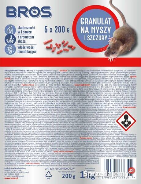 Granulat na myszy i szczury 1 5 x doypack 200g Kamionna