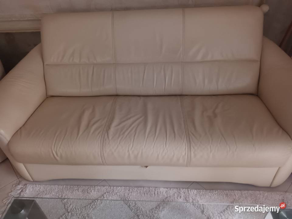 Kanapa sofa rozkładana skóra I 2 fotele skóra