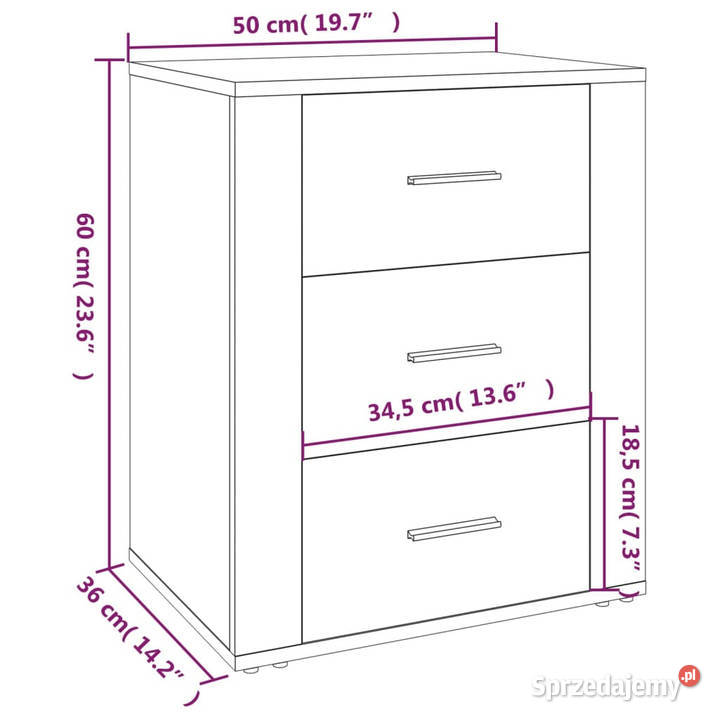 Szafka nocna przydymiony dąb 50x36x60 WM816717 Warszawa
